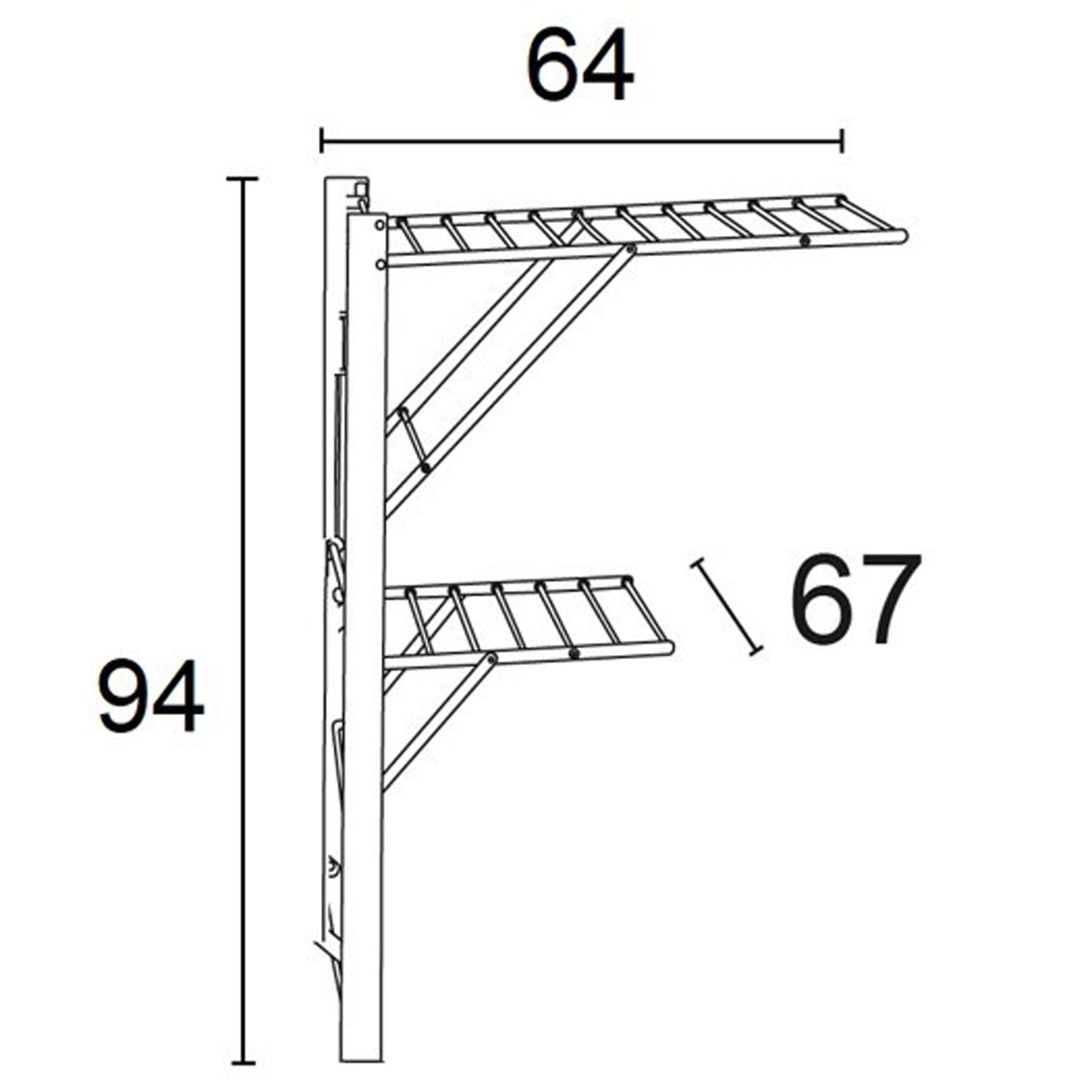 Wäscheständer wand, Trocknungsgestell für die Wand KEVIN, 11 Meter Wäscheleine, Kirschbaum, 4