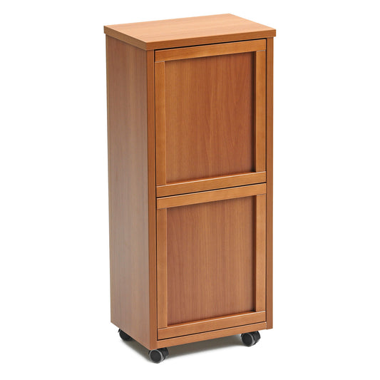 Küchenwagen, mit 2 Mülleimer, Mülleimer Küche, Küchenrollwagen, mit 2 Abfalleimer, 12 L, Küchenwagen holz, ARIT MADERA 2, 2