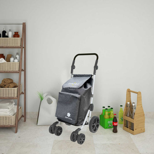 Einkaufstrolley, Einkaufswagen, aus Aluminium, 6-Rad-Systems, große Kapazität, 60-Liter, Grey, Colombo TROLL, 1