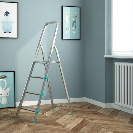 Trittleiter, Trittleiter 4 stufen, Trittleiter Klappbar, Höhe 84 cm, Max, Belastbar 150 kg, Aluminium, Hergestellt in Italien, Colombo LIBELLULA 4 stufen, 2