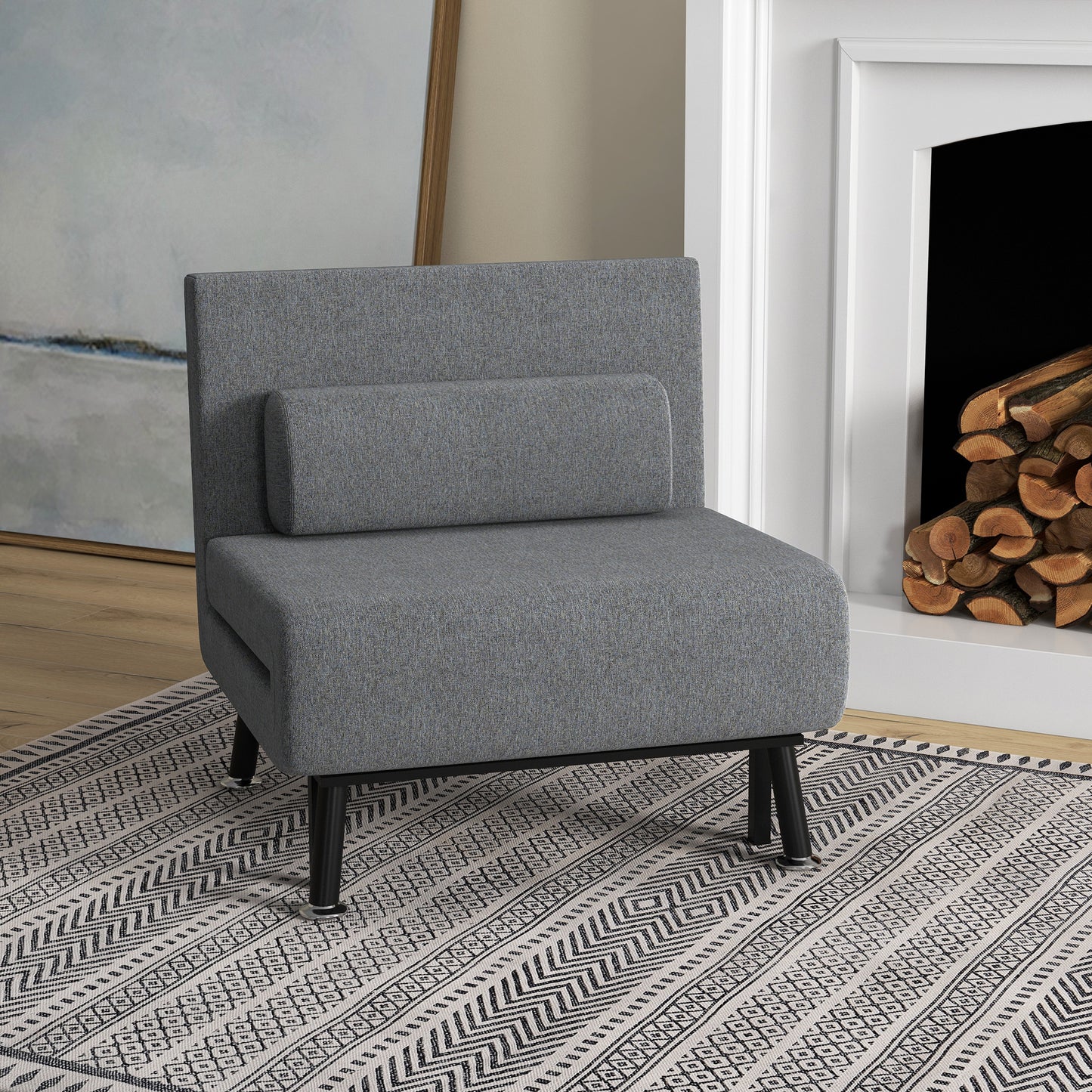 Schlafsofa, Schlafsessel, bis 150 Kg, Klappsessel mit Bettfunktion, Verstellbare Rückenlehne, Dunkelgrau, HOMCOM, 7