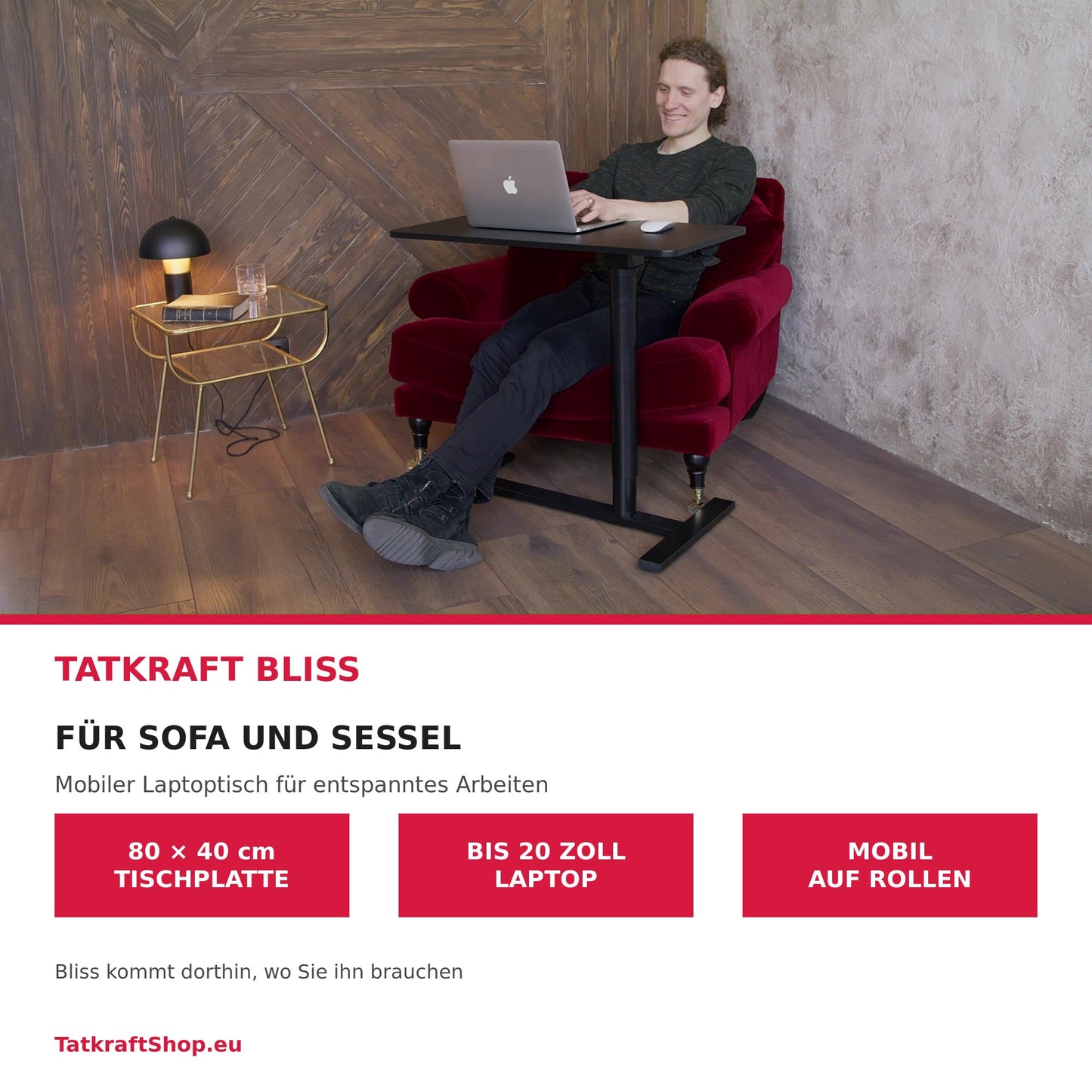 Tatkraft Bliss mobiler Laptoptisch für Sofa und Sessel