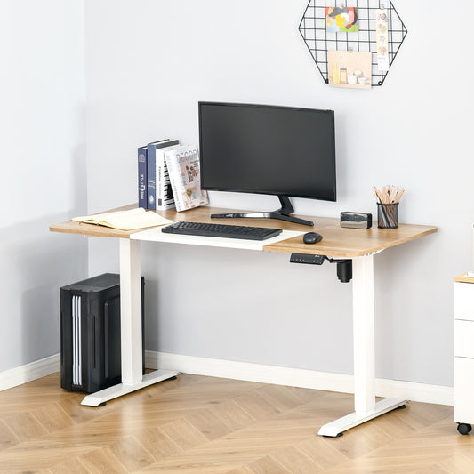 Vinsetto - Computertisch Elektrischer Schreibtisch, Stehschreibtisch, höhenverstellbar, Tischgestell mit Motor, Metall, Natur+Weiß