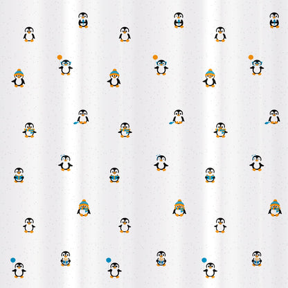 Duschvorhang, Duschvorhang Textil, Duschvorhang Modern, mit 12 Vorhangringen, Textil Polyester, Tatkraft Funny Penguins, 5