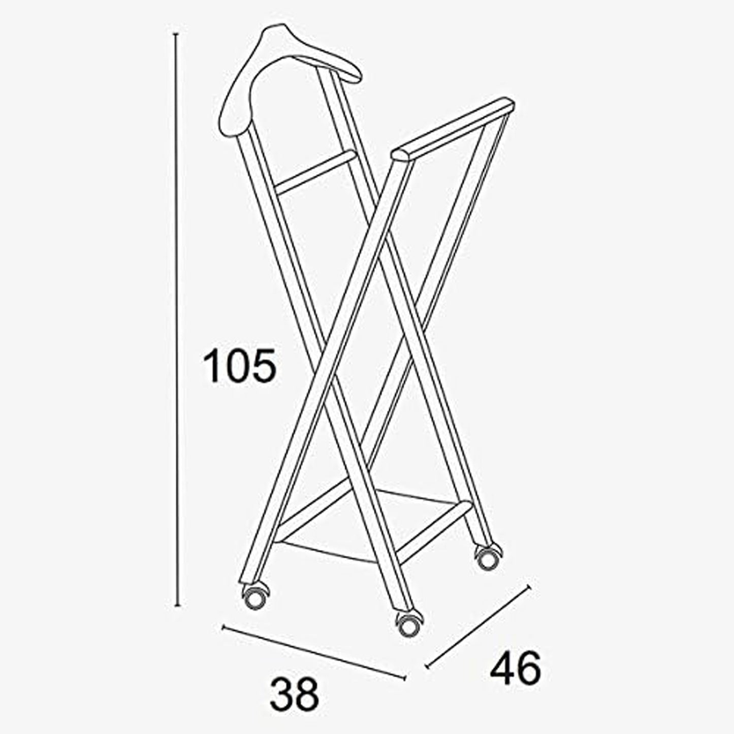 Herrendiener, Stummer Diener Holz, Schlafzimmerdiener NELSON, klappbar, Kleiderbügel, Hosenablage und Schuhablage, ARIT, 6