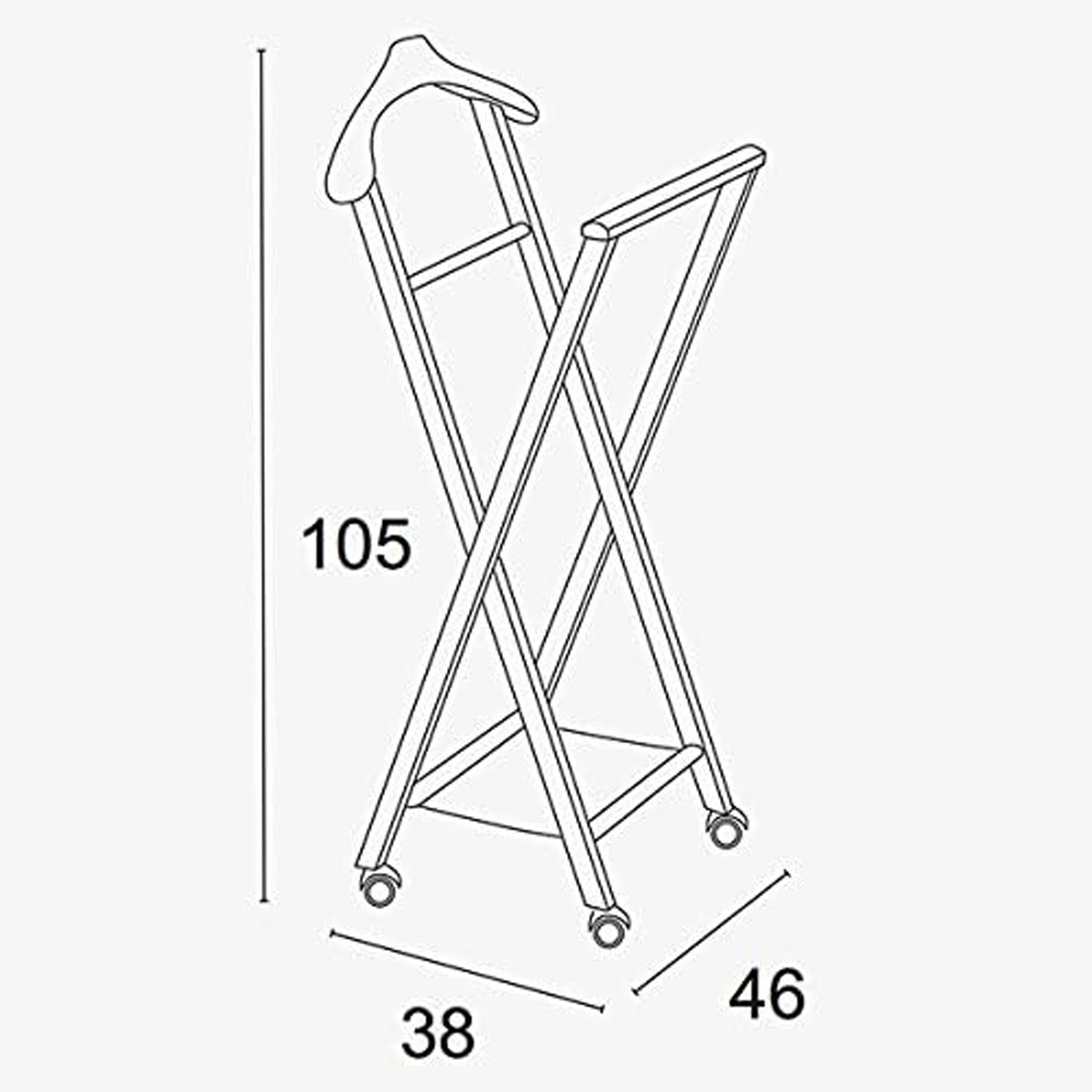 Herrendiener, Stummer Diener Holz, Schlafzimmerdiener NELSON, klappbar, Kleiderbügel, Hosenablage und Schuhablage, ARIT, 6