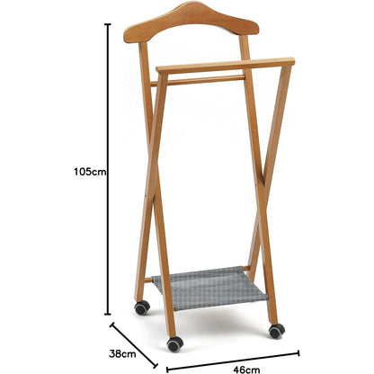 Herrendiener, Stummer Diener Holz, Schlafzimmerdiener NELSON, klappbar, Kleiderbügel, Hosenablage und Schuhablage, ARIT, 7