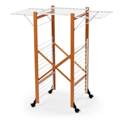 Wäscheständer Ausziehbar, Wäscheständer Holz, mit Rädern, Flügelwäschetrockner, Klappbar, 32 m Trockenraum, Aquilone, 4