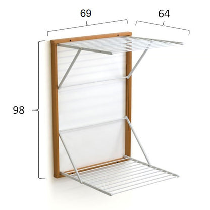 Wäscheständer wand, Wandwäschetrockner, Trockengestell für die Wand KORAL, 13 Meter Wäscheleine, Farbe Kirsche, ARIT, 4