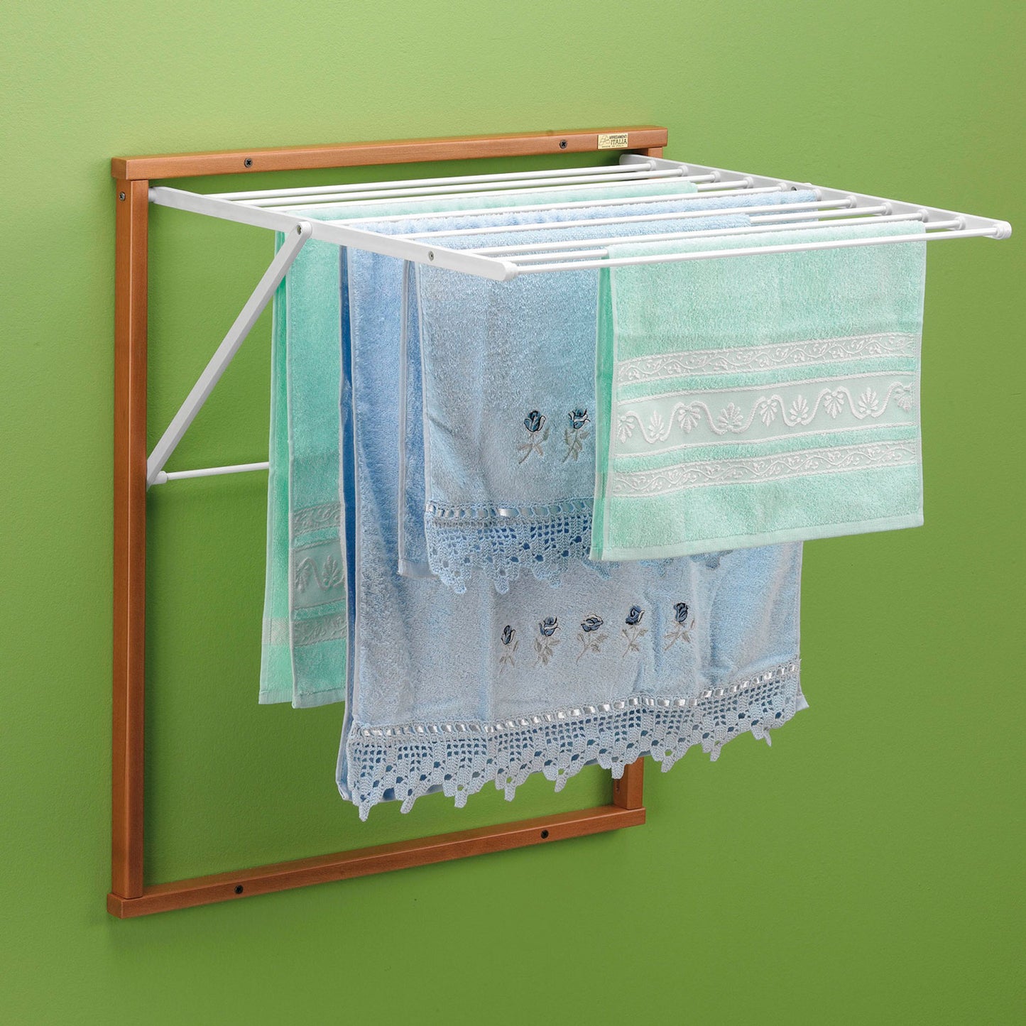 Wäscheständer wand, Wandwäschetrockner, Trockengestell für die Wand KLEDY, 6,5 Meter Wäscheleine, Farbe Kirschbaum, ARIT, 1