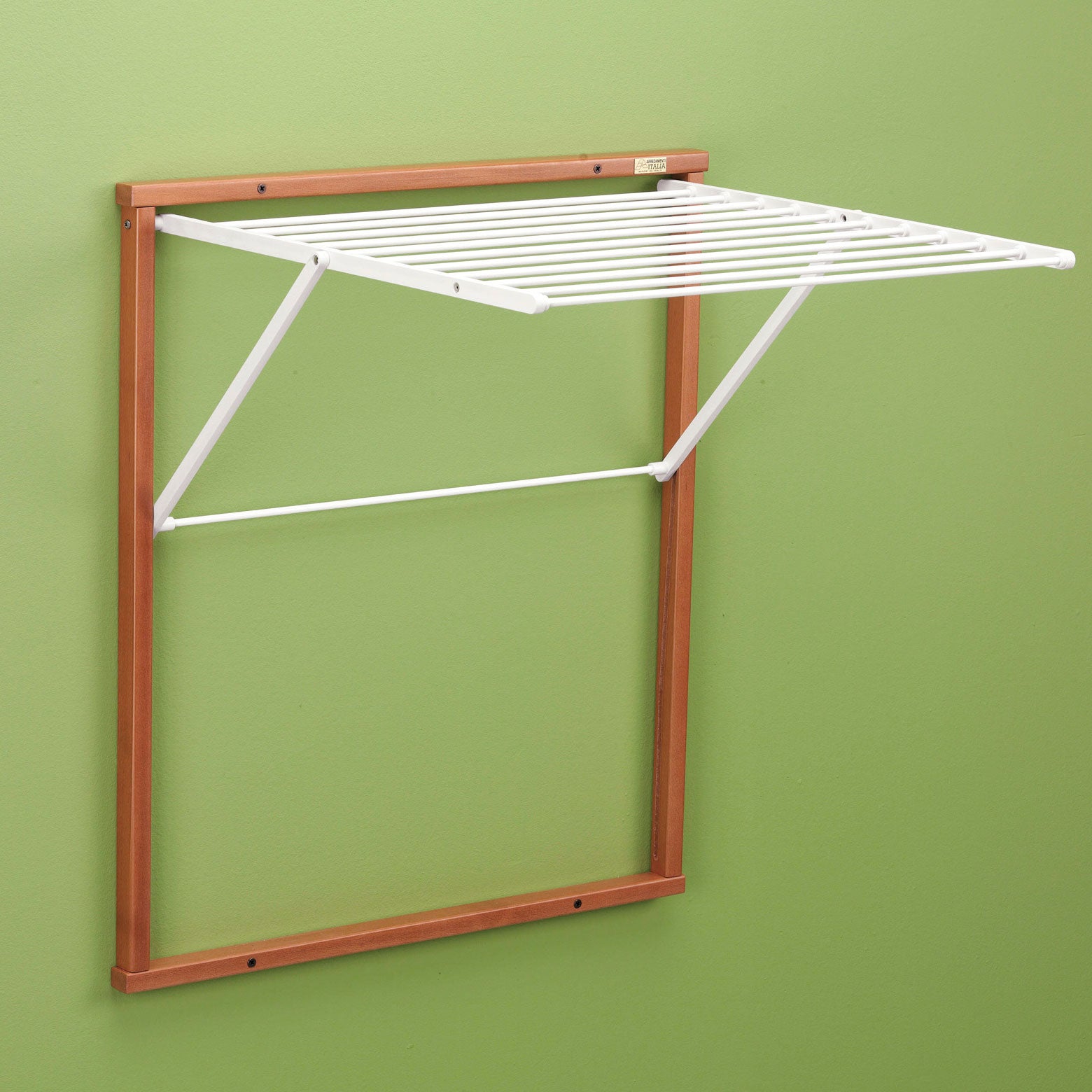 ARIT - Wäscheständer wand, Wandwäschetrockner, Trockengestell für die Wand KLEDY, 6,5 Meter Wäscheleine, Kirschbaum