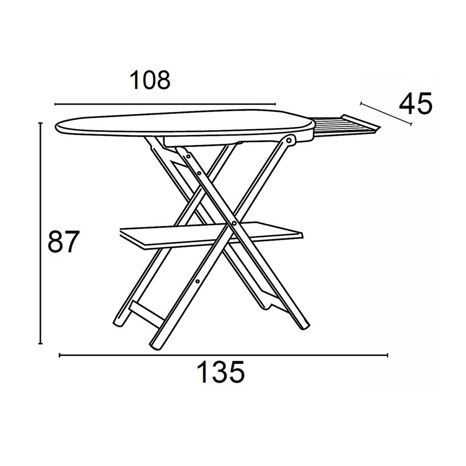Bügeltisch, Bügelbrett Holz, massiver Buche, Bügelbrett Klappbar, Bügelhalter, Bezug Baumwolle, geräumige Ablage, ASTIR, 4