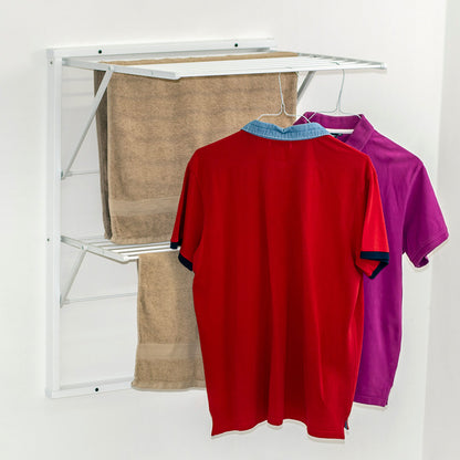 Wäscheständer wand, Trockengestell für die Wand KEVIN, 11 Meter Wäscheleine, einfach an der Wand zu befestigen, Farbe Weiß, 1