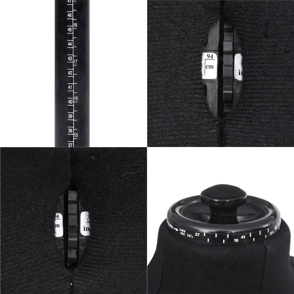 Schneiderpuppe Verstellbar Männlich Schwarz Größe 37-45, vidaXL, 6