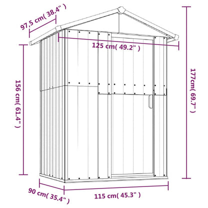 Geräteschuppen, Gerätehaus, Gartenschrank Wetterfest, Gerätehaus metall, Outdoor schrank, Verzinkter Stahl, Grau, vidaXL, 7