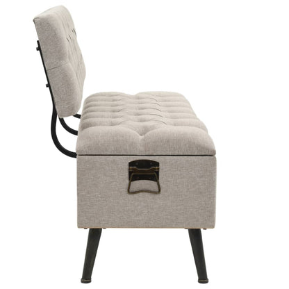 Sitzbank, Sitzbank mit Stauraum, und Rückenlehne,  Bank zum Sitzen, 110 x 52 x 75 cm, Creme Stoff, vidaXL, 4