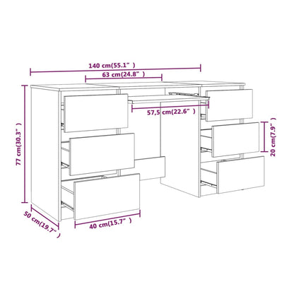 vidaXL - Schreibtisch Grau Sonoma 140x50x77 cm Holzwerkstoff