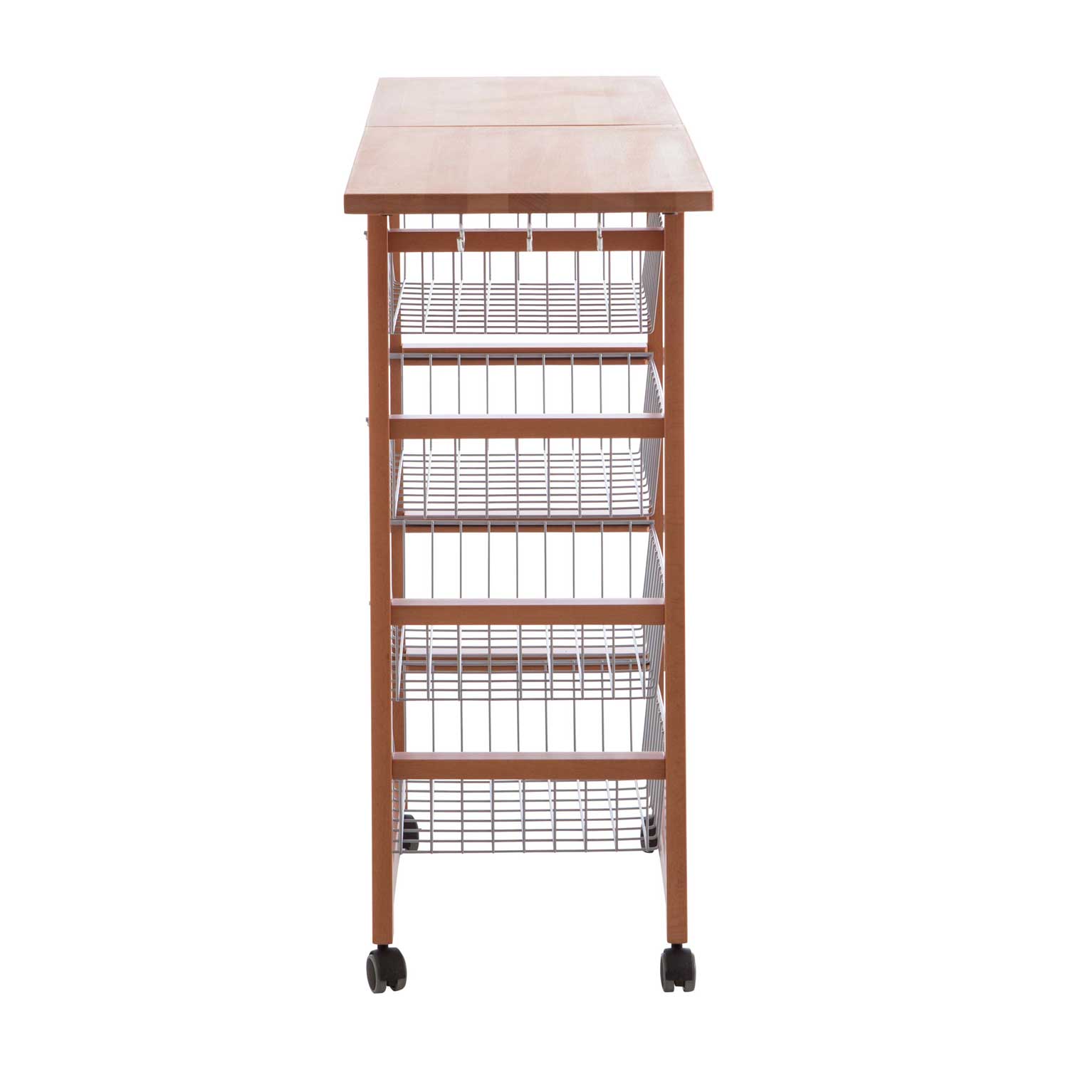 ARIT - Küchenwagen mit arbeitsplatte GASTONCINO, ausklappbarer 48 bis 96 cm, Küchenrollwagen, Küchenwagen holz, Kirsche, 7
