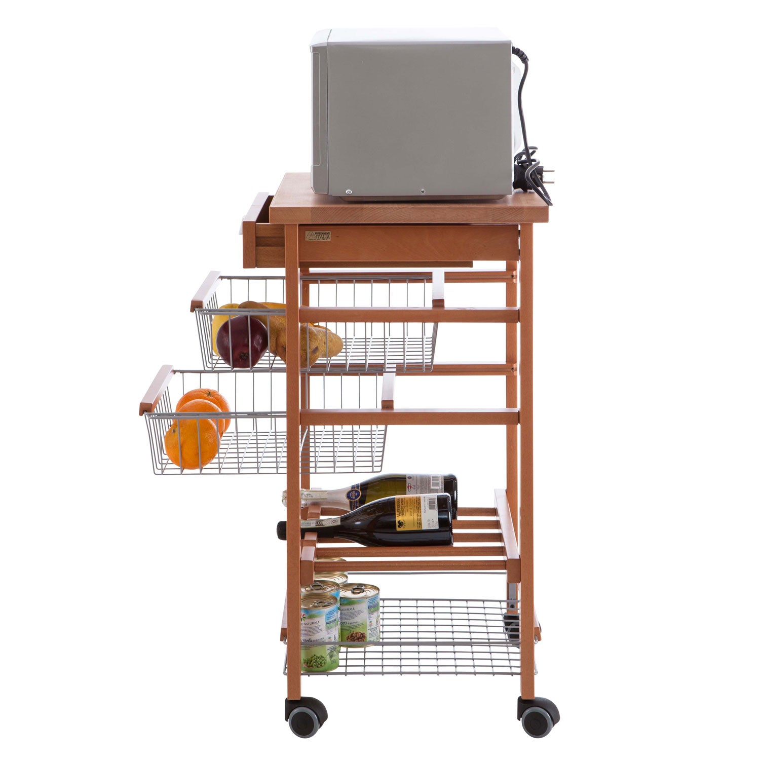 Küchenwagen, mit arbeitsplatte, Flaschenregal, Rollwagen küche, Küchenrollwagen, Küchenwagen holz, Kirsche, Arit Arturo, 4