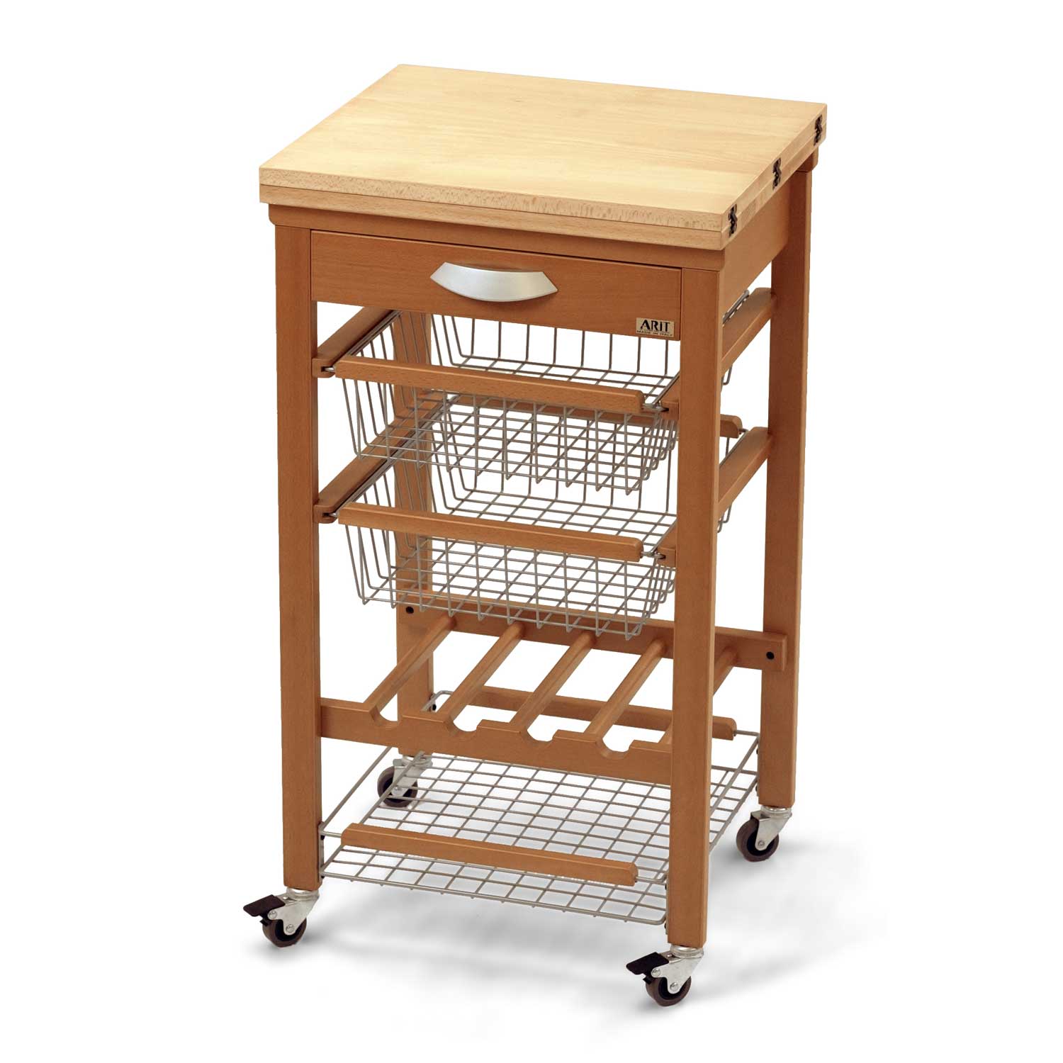 Küchenwagen, mit arbeitsplatte, Arbeitsfläche, Küchenrollwagen, Küchenwagen holz, Flaschenregal, Holz, Arit Gastone, 2