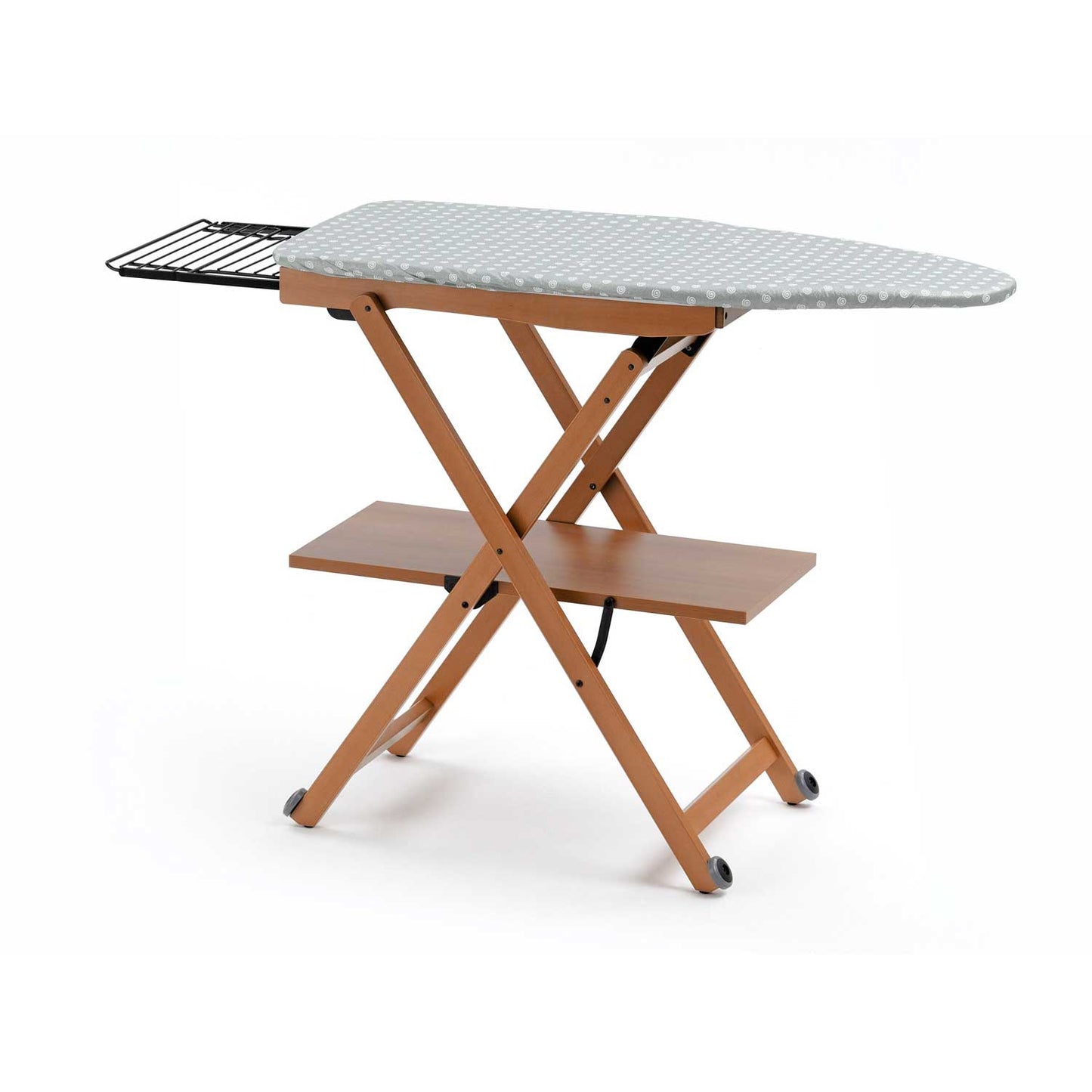 Bügeltisch, Bügelbrett, Holz, Klappbar, auf Rädern, Bügeleisenhalter, STIROCOMODO