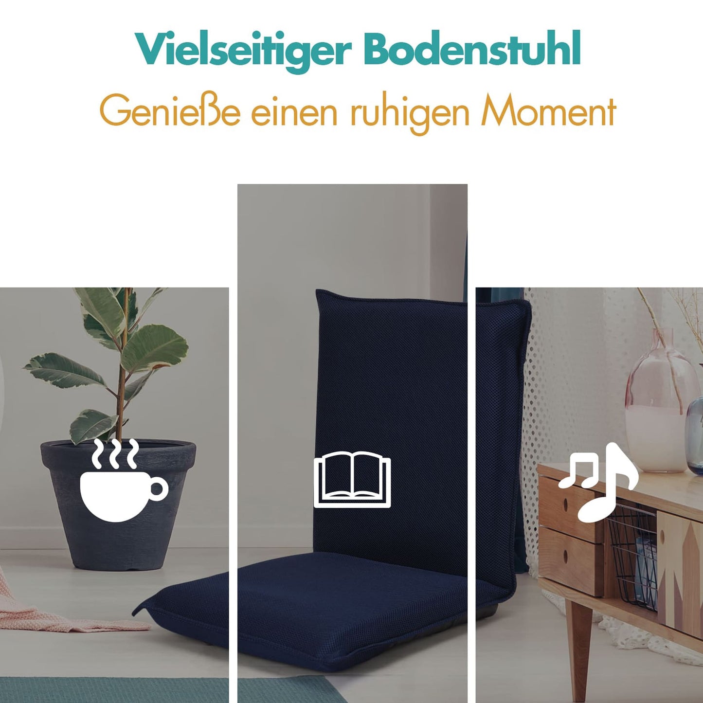 Bodensofa, Bodenstuhl Bodensessel verstellbarer Gaming-Stuhl bequeme Rückenlehne, Marineblau, Costway, 11
