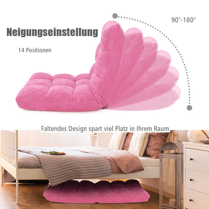 Bodensessel, Bodensofa, Bodenstuhl Faltbares Lazy Sofa Faul Tatami Bodenkissen, Rosa, Costway, 8