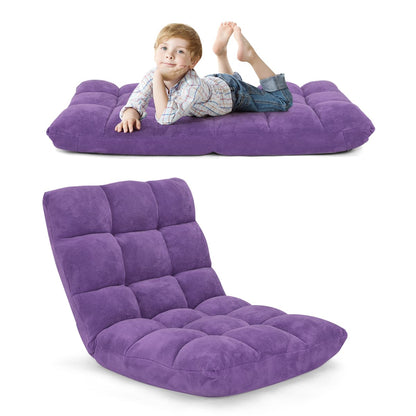Bodensofa, Bodenstuhl mit verstellbarer Lehne Bodensessel mit Rückenlehne 105 x 59 x 15 cm Lila, Costway, 1