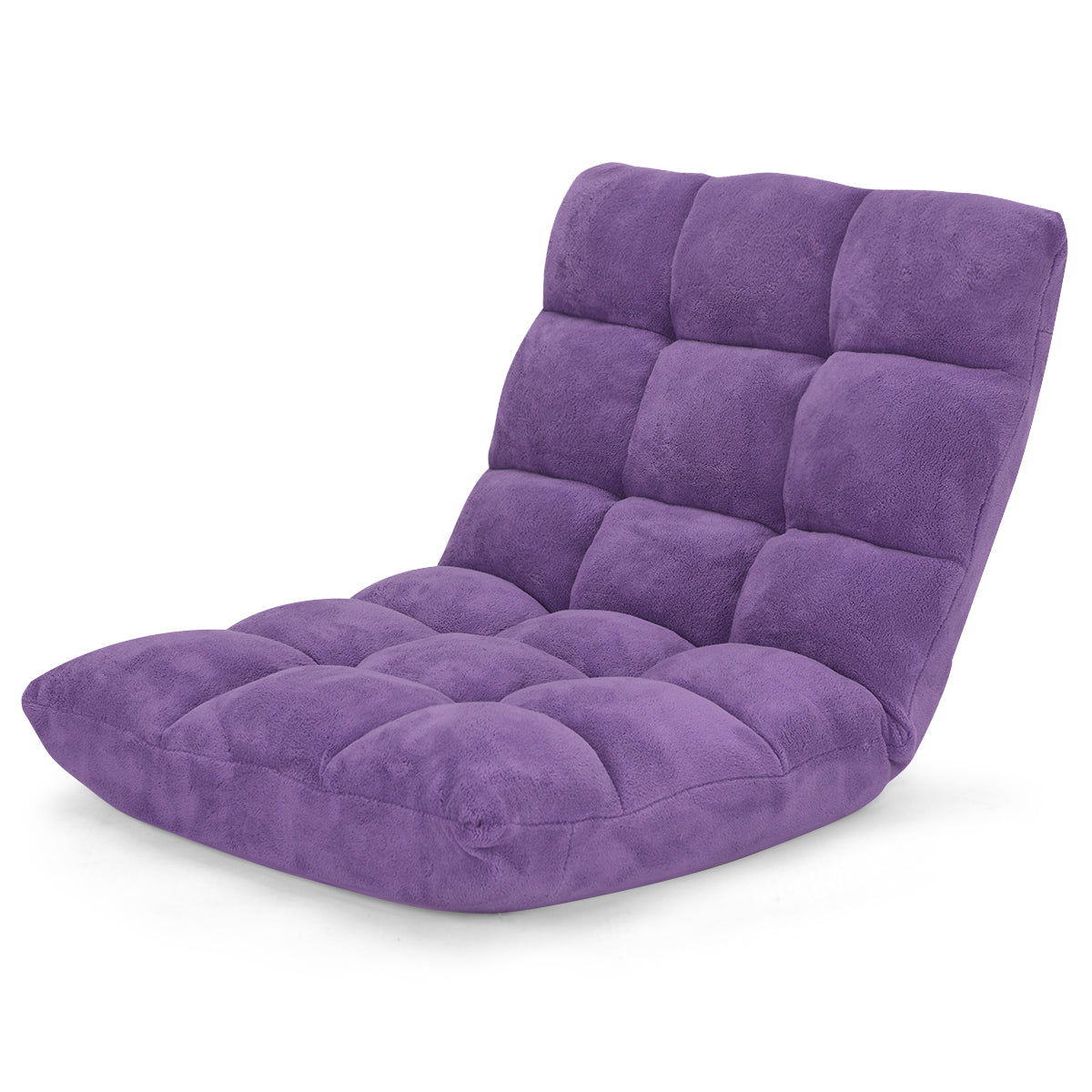 Bodensofa, Bodenstuhl mit verstellbarer Lehne Bodensessel mit Rückenlehne 105 x 59 x 15 cm Lila, Costway, 2