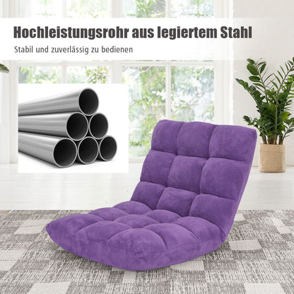 Bodensofa, Bodenstuhl mit verstellbarer Lehne Bodensessel mit Rückenlehne 105 x 59 x 15 cm Lila, Costway, 7