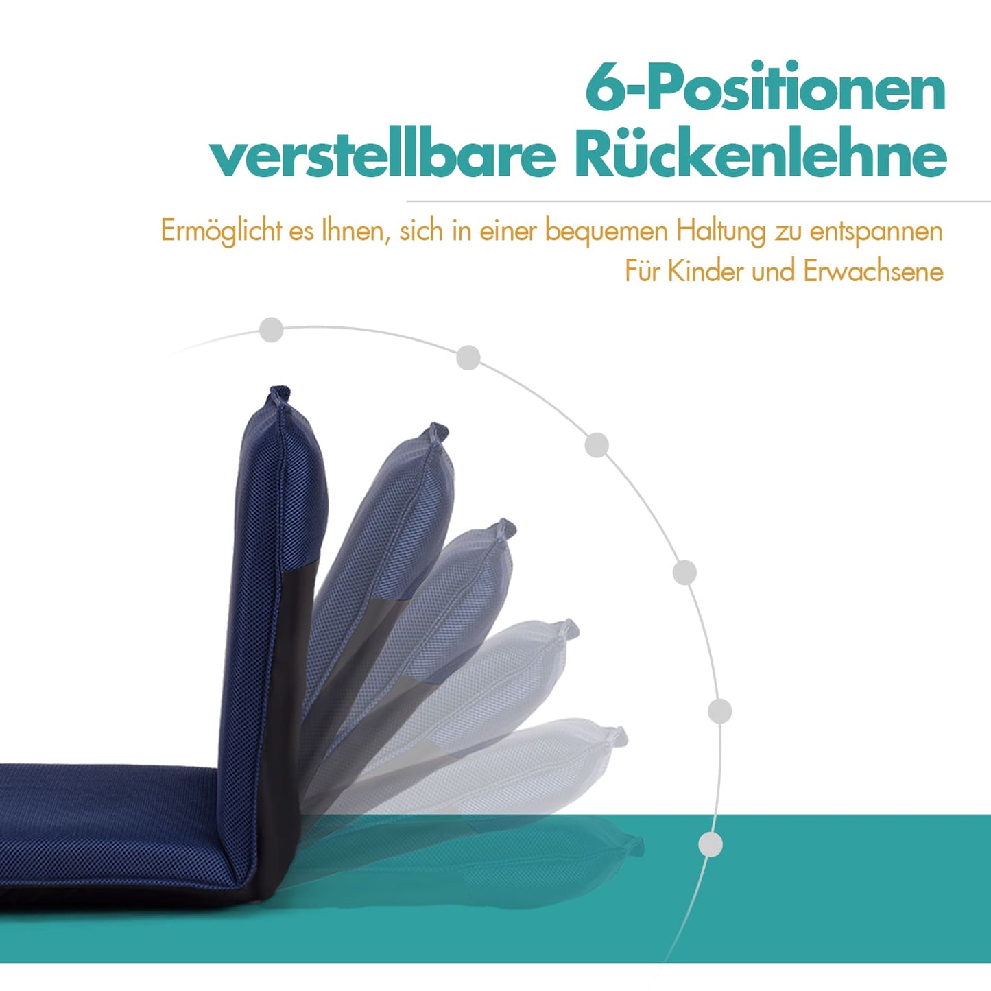 Bodensofa, Bodenstuhl Bodensessel verstellbarer Gaming-Stuhl bequeme Rückenlehne, Marineblau, Costway, 3