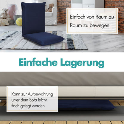 Bodensofa, Bodenstuhl Bodensessel verstellbarer Gaming-Stuhl bequeme Rückenlehne, Marineblau, Costway, 5