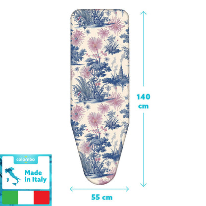 Bügelbrettbezug XL, 140×55 cm – Zweischicht-Bügeltischbezug aus Bio-Baumwolle & dickem Molton, mit Clip, Made in Italy, Colombo Spring Blossom, 3