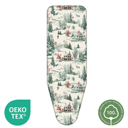 Bügelbrettbezug XL, 140×55 cm – Zweischicht-Bügeltischbezug aus Bio-Baumwolle & dickem Molton, mit Clip, Made in Italy, Colombo Winter Alps, 2