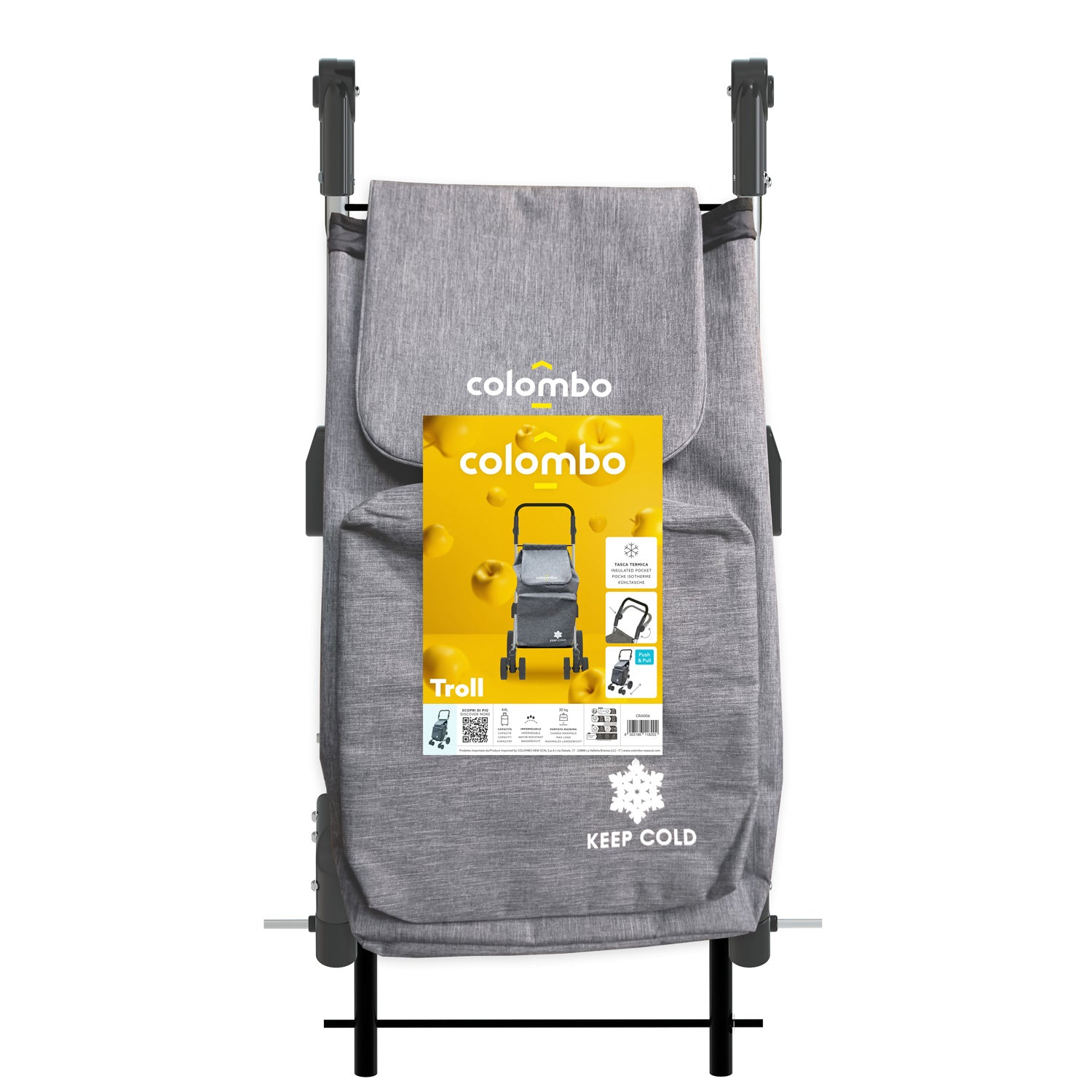 Einkaufstrolley, Einkaufswagen, aus Aluminium, 6-Rad-Systems, große Kapazität, 60-Liter, Grey, Colombo TROLL, 3