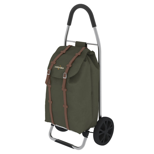 Colombo DAKAR - Einkaufstrolley, Einkaufswagen, mit XL-Rädern, wasserdichter Polyester-Tasche, 50 Liter, Grün