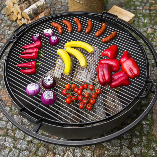 Grillrost mit 4 Griffen aus Rohstahl für Feuerschale - Dia. 60cm, Cook King, 1
