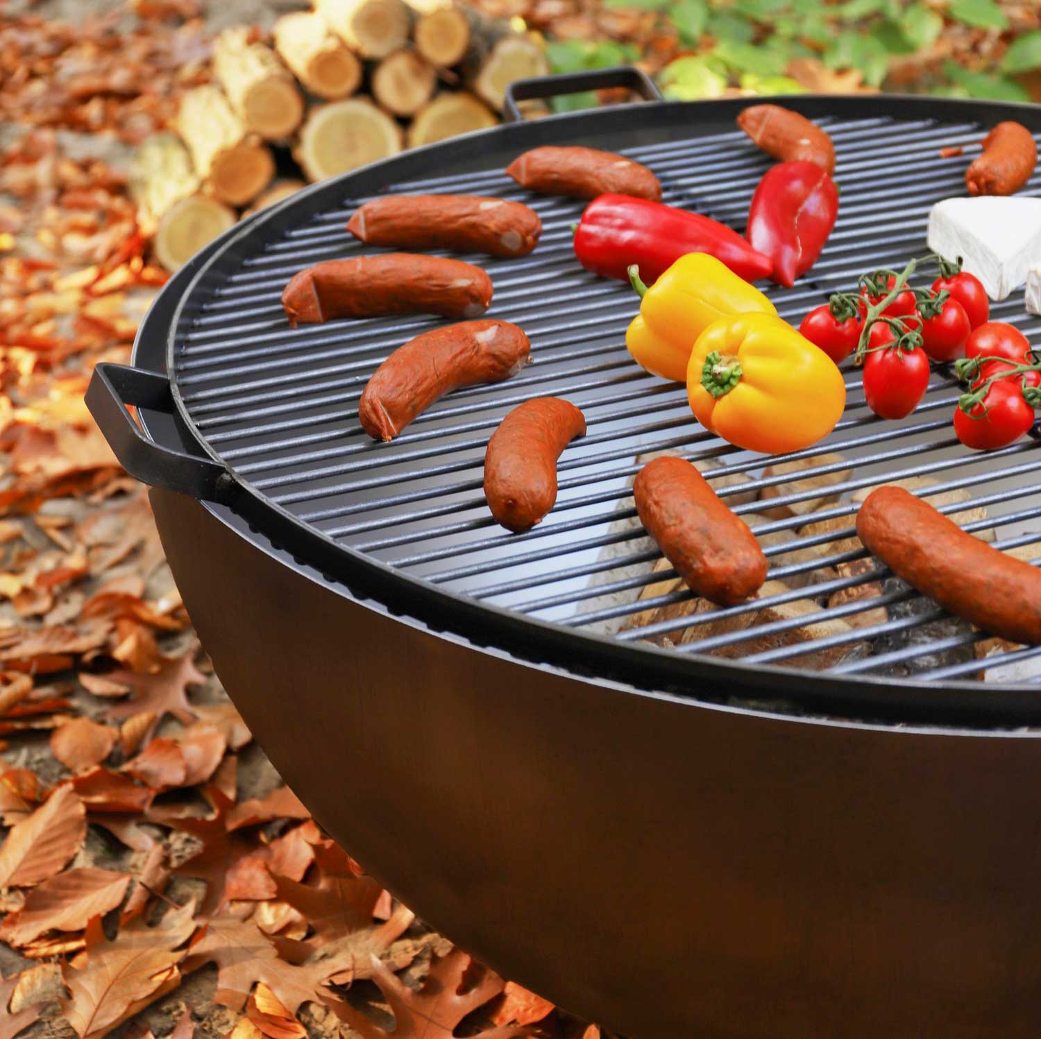 Grillrost mit 4 Griffen aus Rohstahl für Feuerschale - Dia. 60cm, Cook King, 4