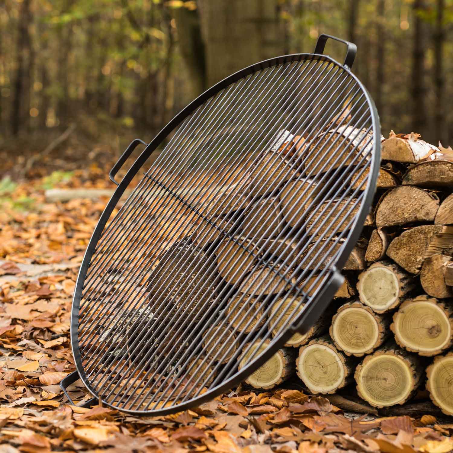 Grillrost mit 4 Griffen aus Rohstahl für Feuerschale - Dia. 60cm, Cook King, 6