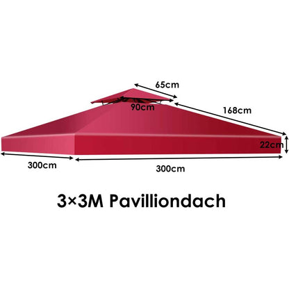 Gartenpavillon 3x3 m, Gartenpavillon metall, Ersatz-Oberabdeckung, Terrassenüberdachung für Doppelstöckigen Pavillon
