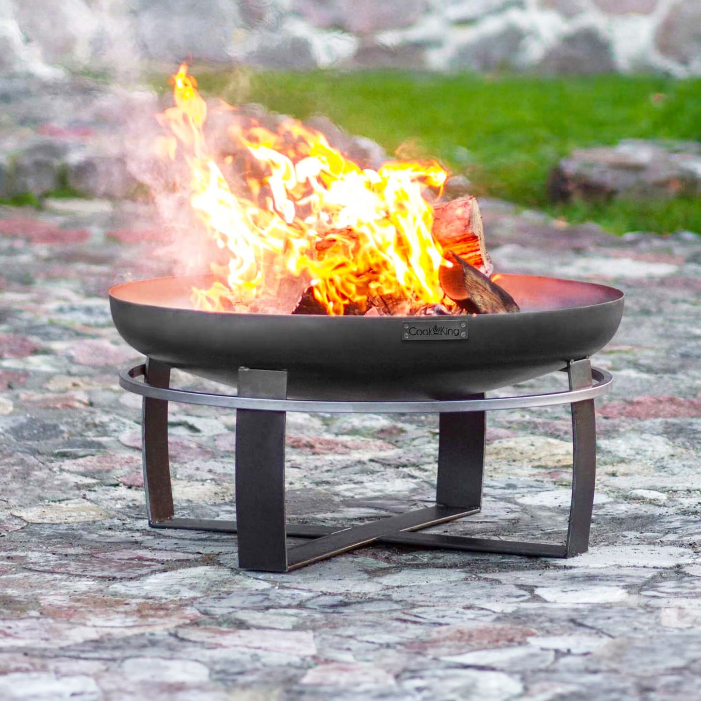 Feuerschale, Feuerschale Garten, Feuerschale 100 cm, Höhe: 36cm, aus Stahl, Cook King Viking, 16