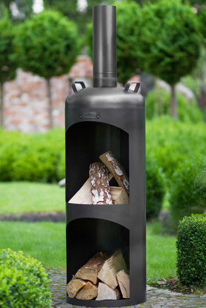 Gartenofen, Gartenkamin, dekorativer Gartenkamin mit FireView für Garten und Terrasse, Feuerresistenter, Cook King „FARO“, 4
