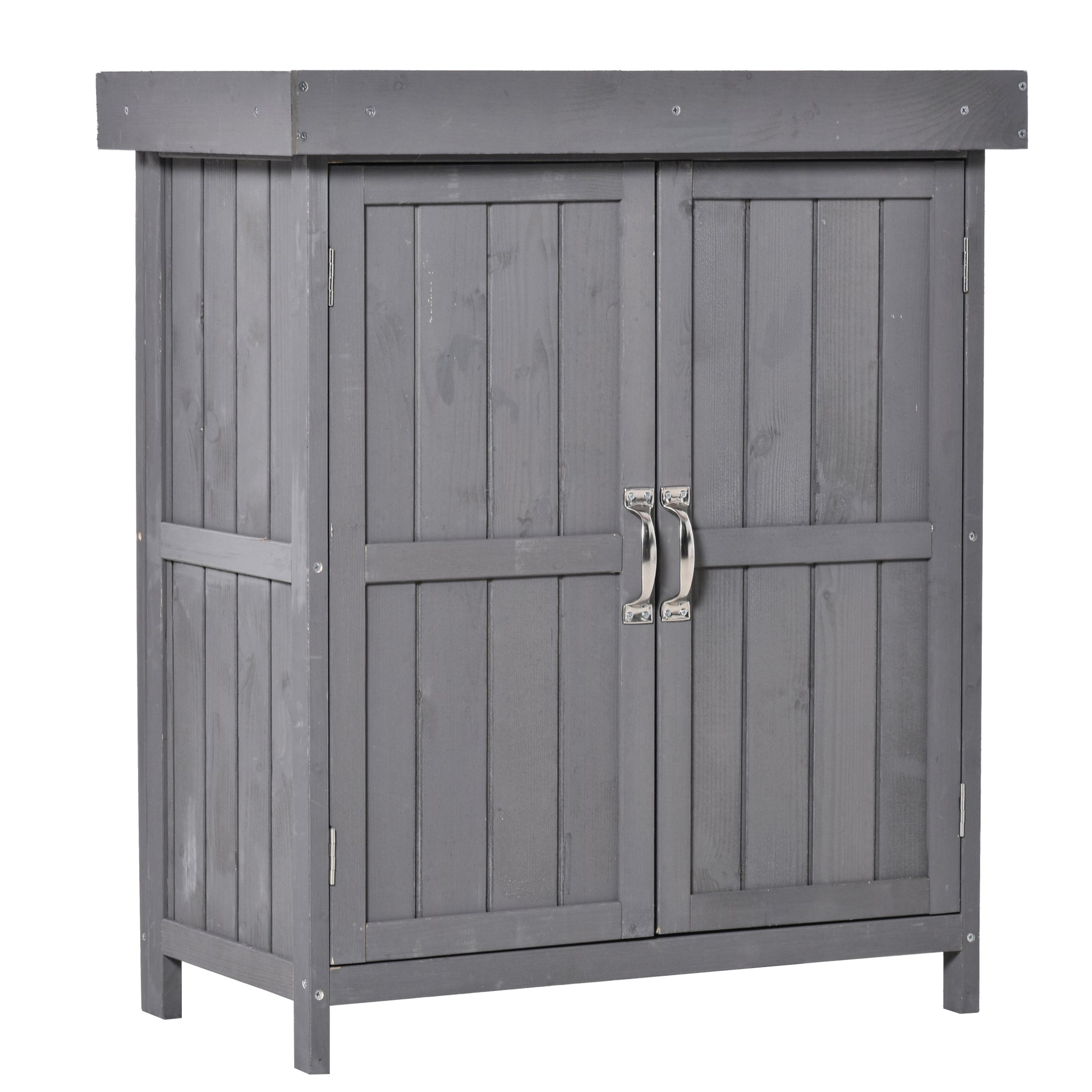 Gartenschrank Wetterfest, Gartenschrank Holz, Geräteschuppen, Geräteschrank aus Tannenholz, Doppeltür, 2 Fächer, Outsunny, 1