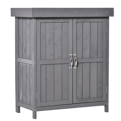 Gartenschrank Wetterfest, Gartenschrank Holz, Geräteschuppen, Geräteschrank aus Tannenholz, Doppeltür, 2 Fächer, Outsunny, 1
