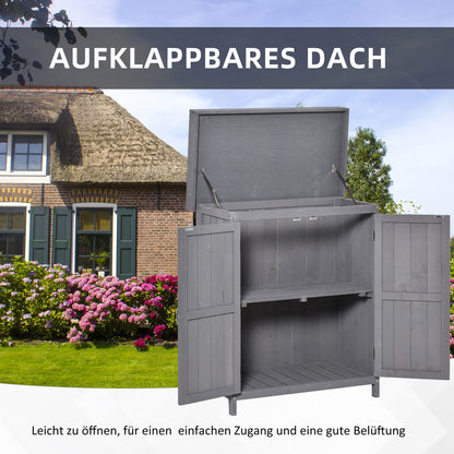 Gartenschrank Wetterfest, Gartenschrank Holz, Geräteschuppen, Geräteschrank aus Tannenholz, Doppeltür, 2 Fächer, Outsunny, 9