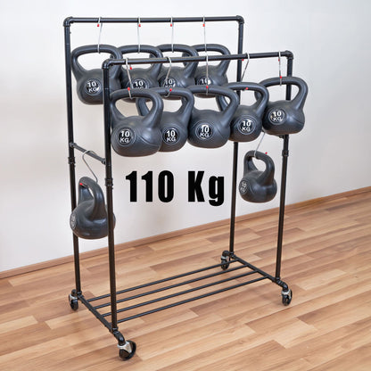 Kleiderständer, Schwerlast Kleiderständer, Kleiderständer Metall, auf Rollen, mit 2 Kleiderstangen, Tatkraft Pantera, 110 kg