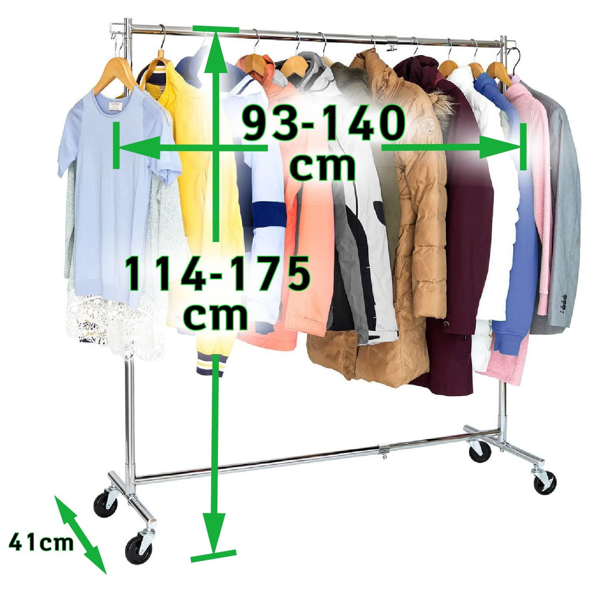 Kleiderständer, Schwerlast Kleiderständer, Kleiderständer auf Rädern,bis 60kg, ausziehbare Kleiderstange, Tatkraft Urban, s