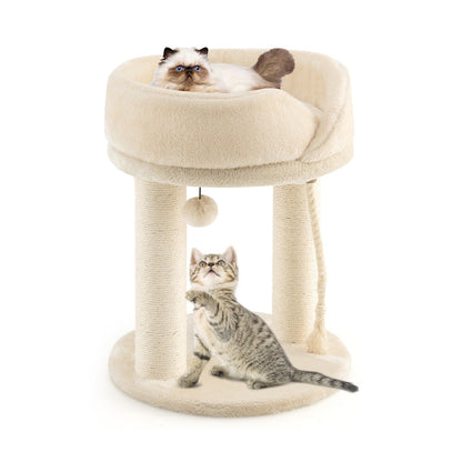 Kratzbaum modern, Kratzbaum stabil, Katzenkratzbaum mit Weicher Sitzfläche Sisalturm für Katzen, Katzenmöbel, Costway, 4
