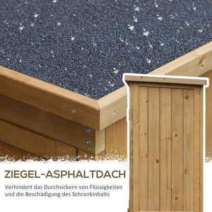 Outdoor schrank, Gartenschrank Holz, Terrassenschrank, Gerätehaus mit Pultdach, Bitumenpappe, Lamellentüren, Outsunny, 3
