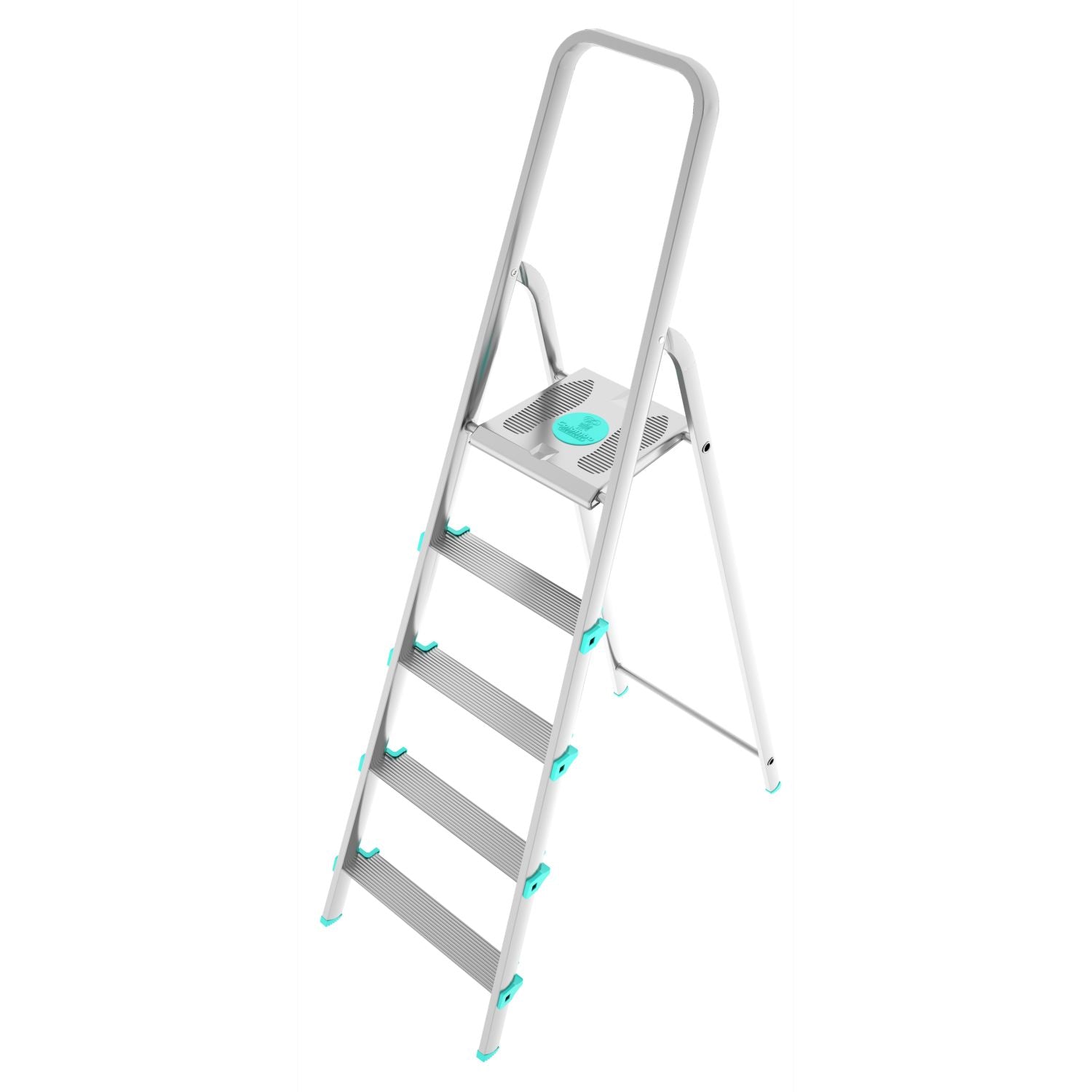 Trittleiter, Trittleiter 5 stufen, Trittleiter Klappbar, Höhe 106 cm,  Max, Belastbar 150 kg, Aluminium, Hergestellt in Italien, Colombo LIBELLULA 5 stufen, 1